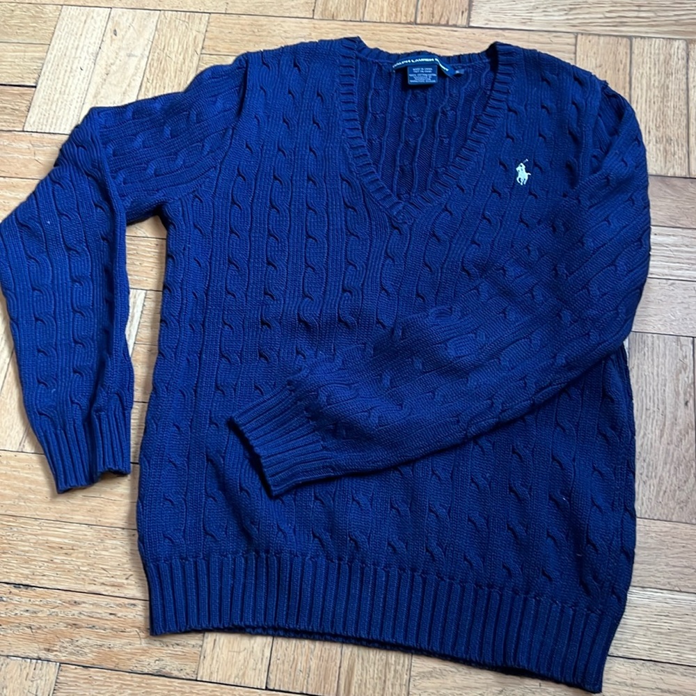 Navy Ralph Lauren sport cable knit sweater